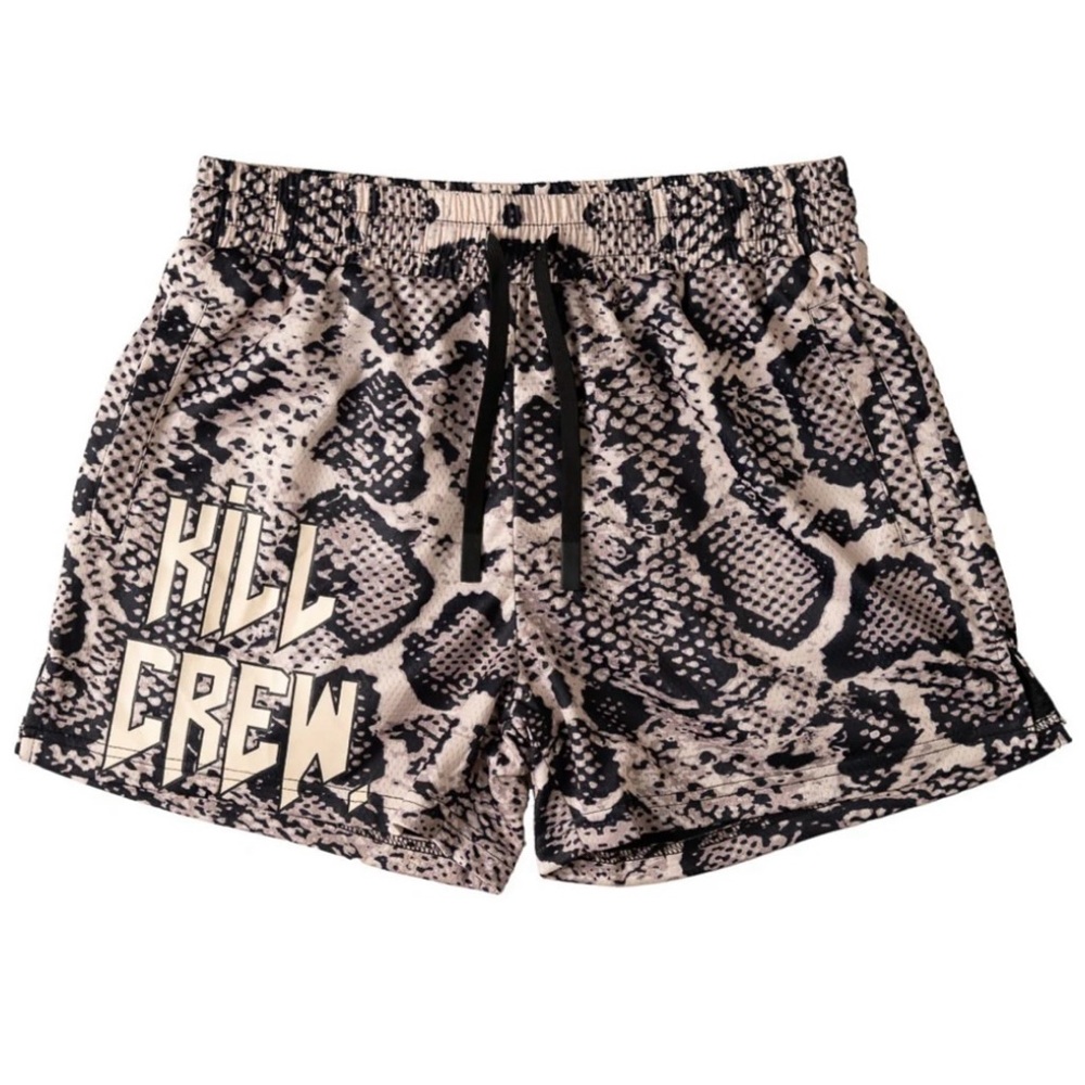 Kill Crew Women's Snake Print Shorts - Black and Cream, Size M